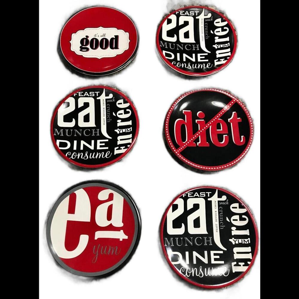 Certified International Eat at Mom's Canape Dessert Plate Set Of 6